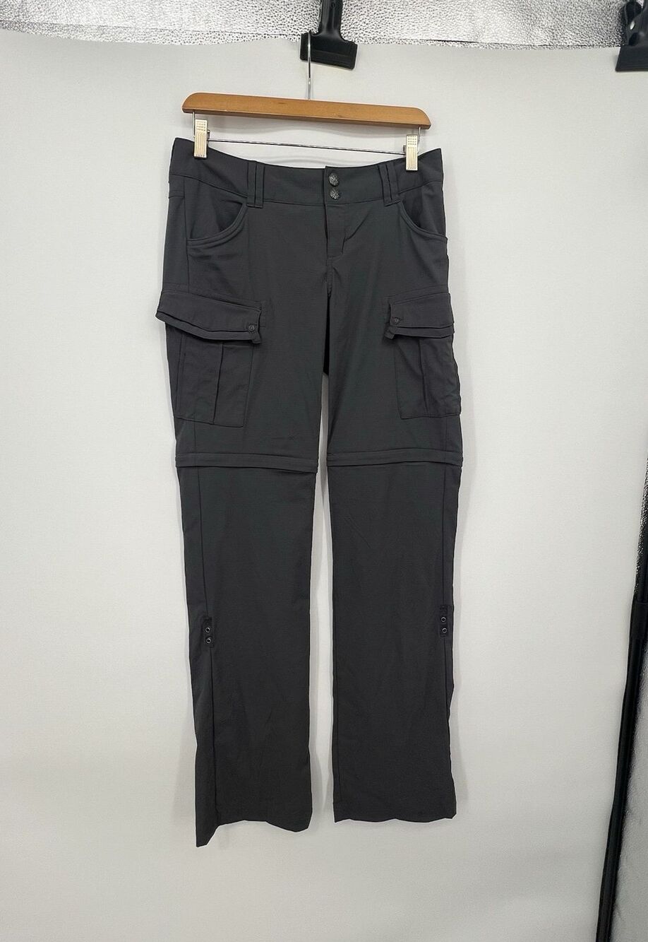 prAna Womens Sage 3 in 1 Convertible Pants Size 2 Gray Ripstop Hiking Outdoors